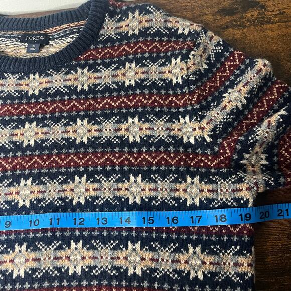 J.Crew Mens Lambswool Fair Isle Sweater Sz S Crew-Neck Preppy Fisherman Holiday - Picture 9 of 11